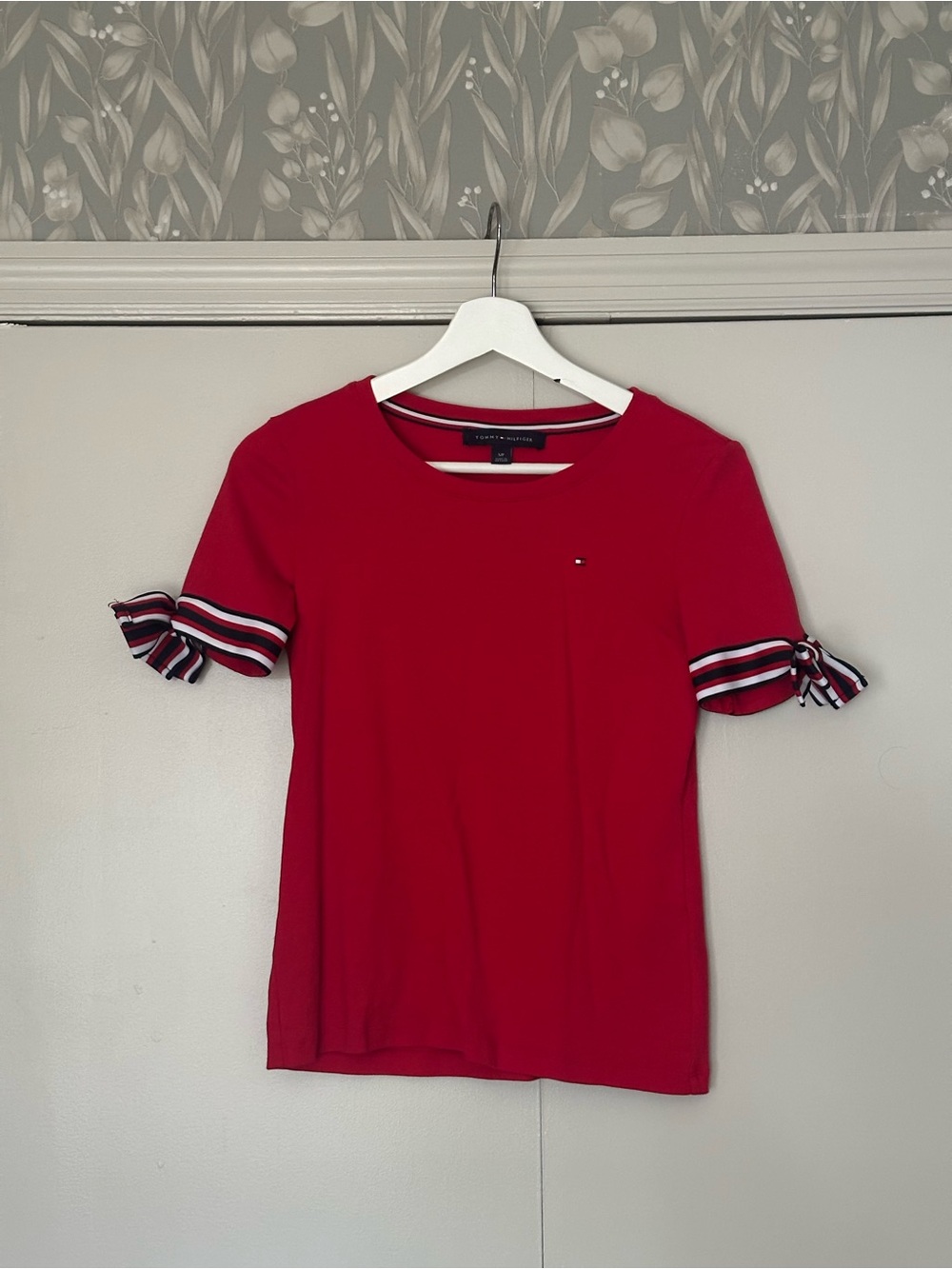 Tommy Hilfiger Red Shirt with Bow Sleeves